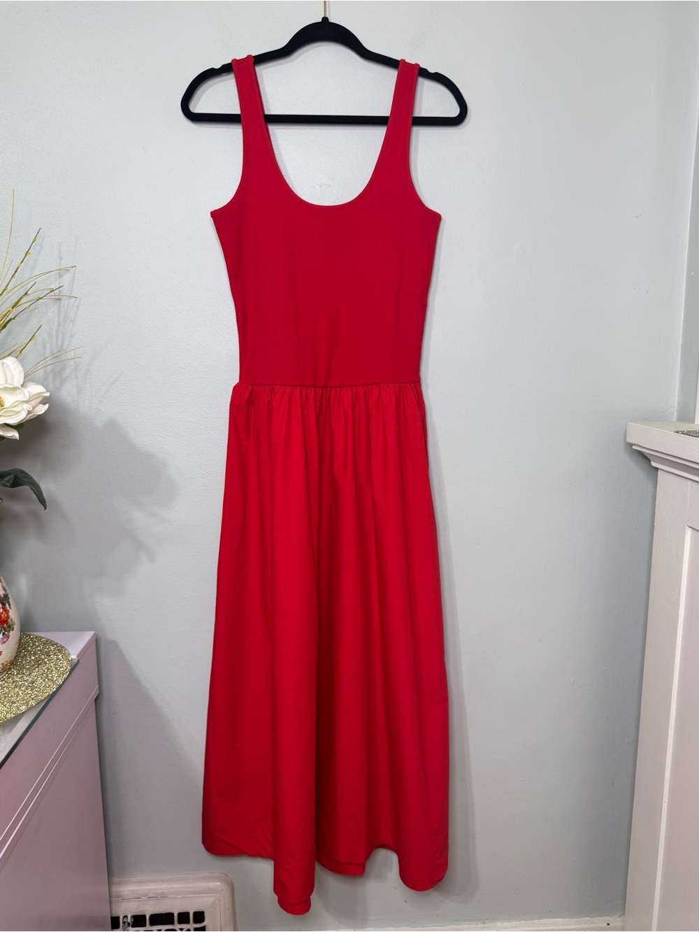 Gap Mixed Media Drop Waist Maxi Dress Red Medium Large XL NWT - Picture 11 of 16